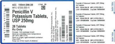Label 250mg 28ct (Label Penicillin V Potassium Tabs 250mg Bpi(10544 296 28) Dava(67253 200 11) Rev1)